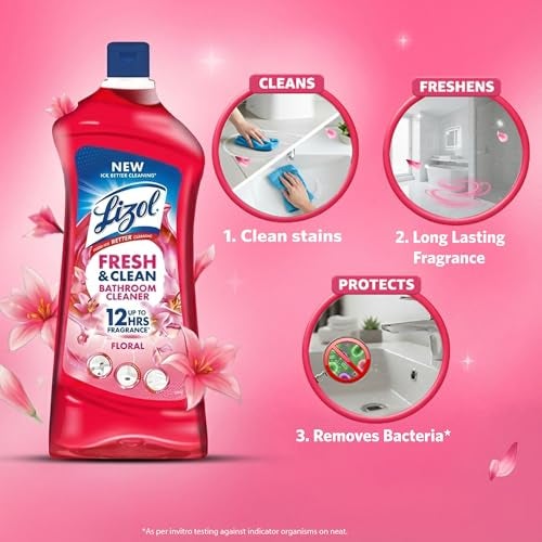 Lizol Fresh & Clean Bathroom Cleaner | Floral | 1L | 10X Better Cleaning | Upto 12Hrs Fragrance| Multi Surface Clean Floors, Basin, Tiles - Image 3
