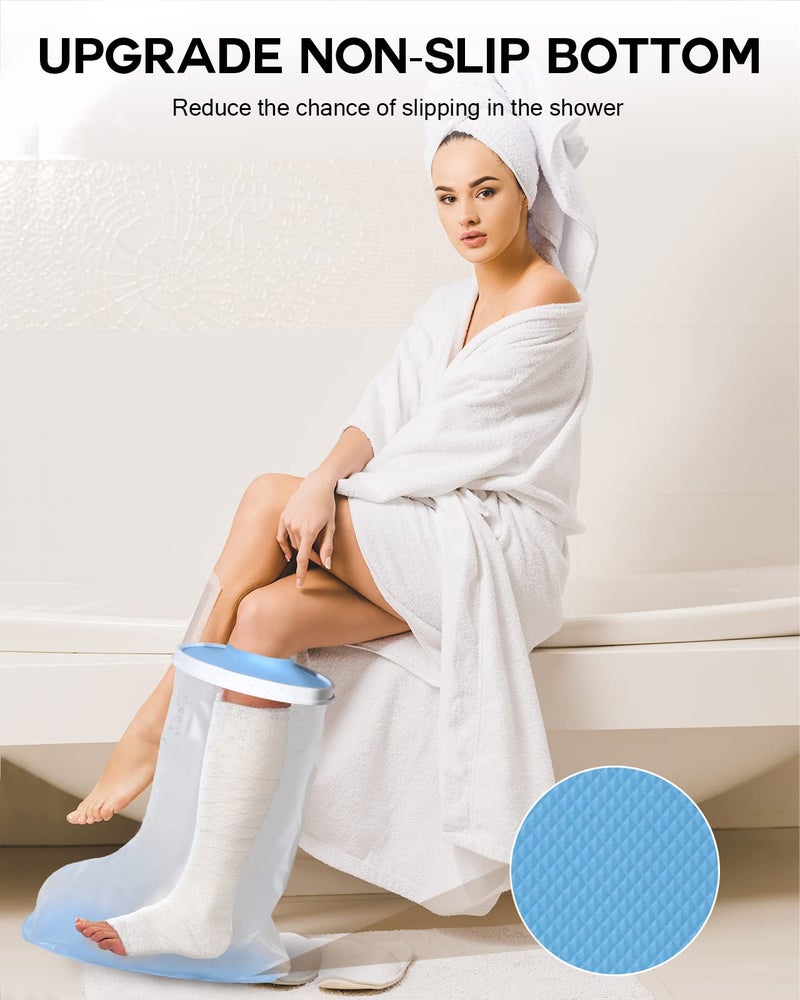DNEOUXI Waterproof Extra Wide Leg Cast Cover for Shower, Extra Large Watertight Foot Protector Cover with Non-Slip Bottom for Plus Size Adults Surgery Casts Boots, Fits Leg Size 12"-29" - Image 4