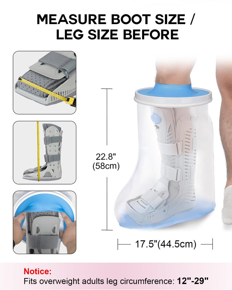 DNEOUXI Waterproof Extra Wide Leg Cast Cover for Shower, Extra Large Watertight Foot Protector Cover with Non-Slip Bottom for Plus Size Adults Surgery Casts Boots, Fits Leg Size 12"-29" - Image 2