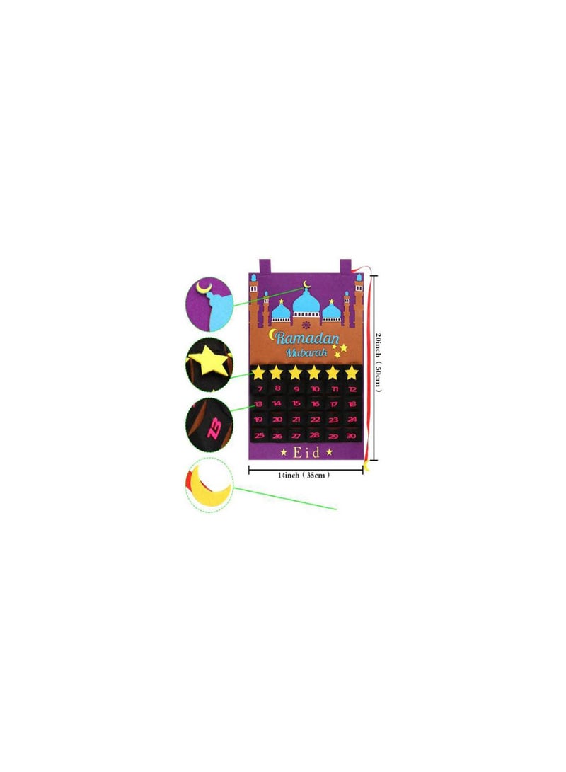 GGOOT Felt Ramadan Eid Mubarak Kareem Wall Hanging Numbered Countdown Calendar Planner  - Image 3