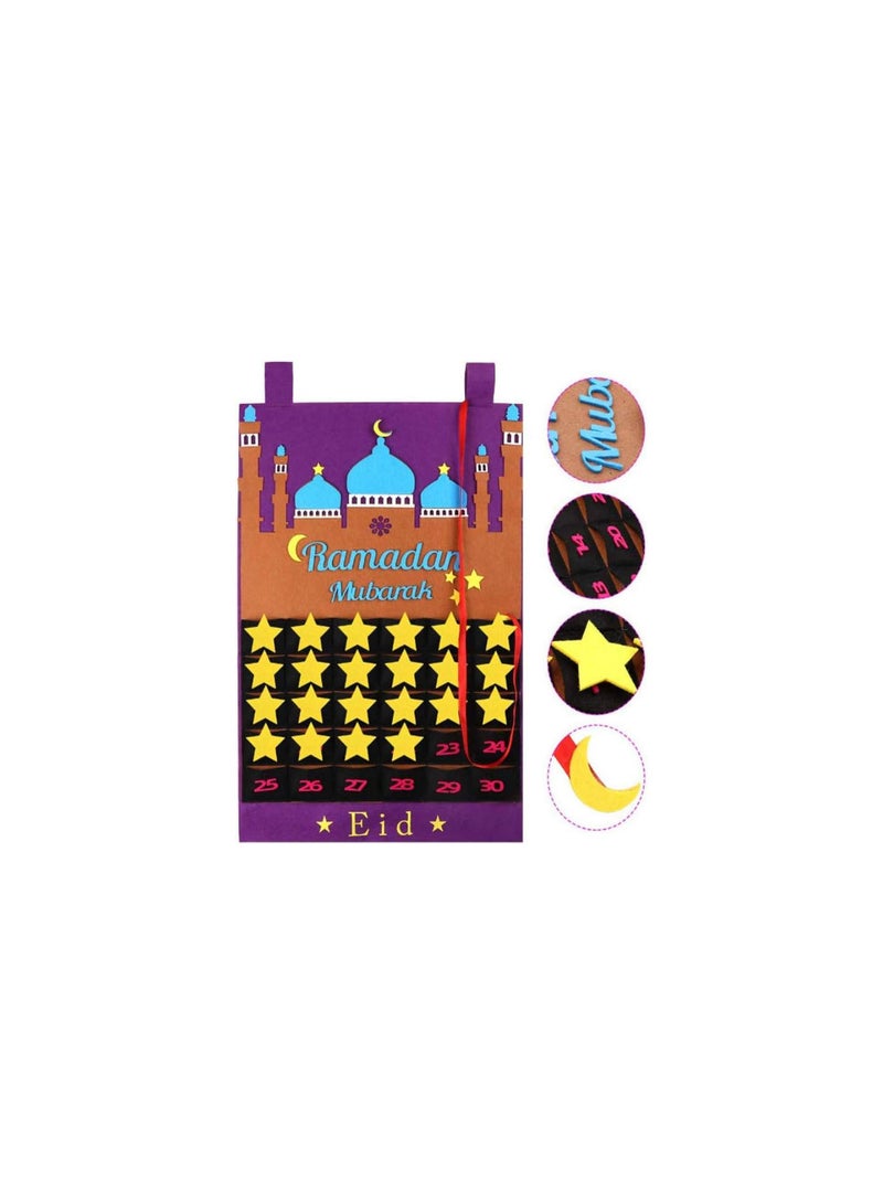 GGOOT Felt Ramadan Eid Mubarak Kareem Wall Hanging Numbered Countdown Calendar Planner  - Image 4