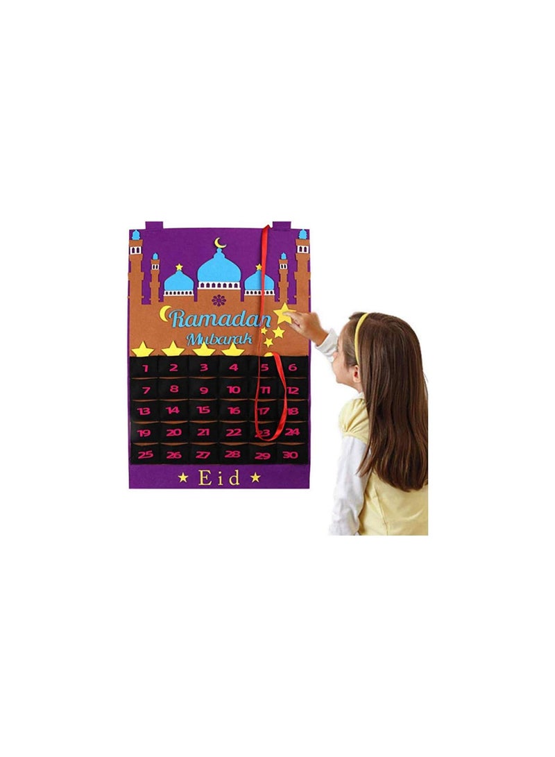GGOOT Felt Ramadan Eid Mubarak Kareem Wall Hanging Numbered Countdown Calendar Planner  - Image 2