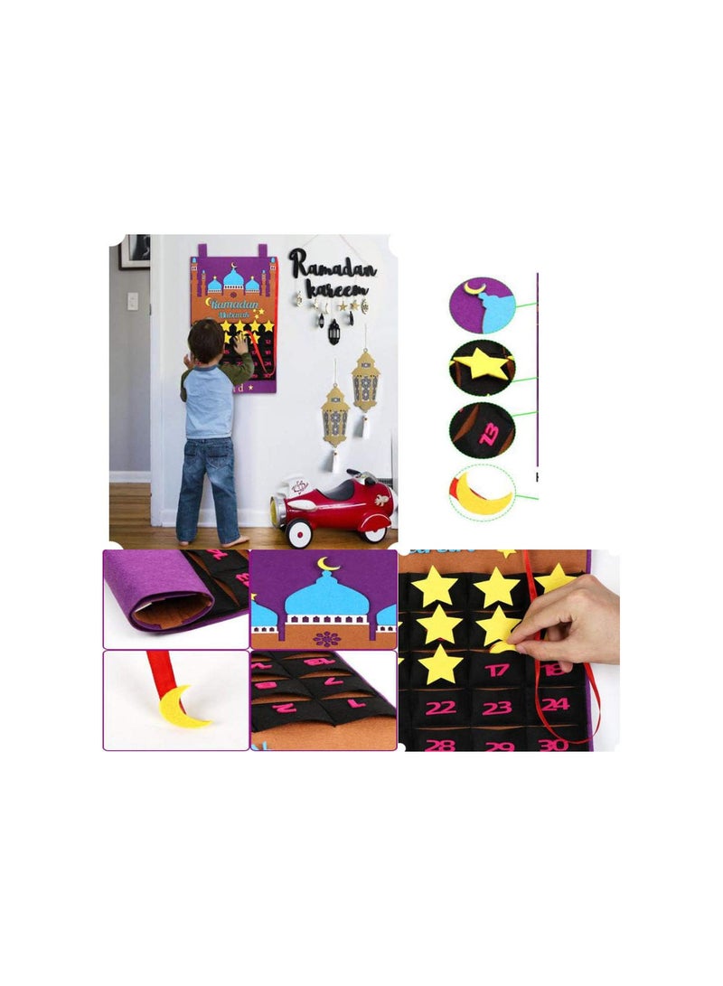 GGOOT Felt Ramadan Eid Mubarak Kareem Wall Hanging Numbered Countdown Calendar Planner  - Image 5