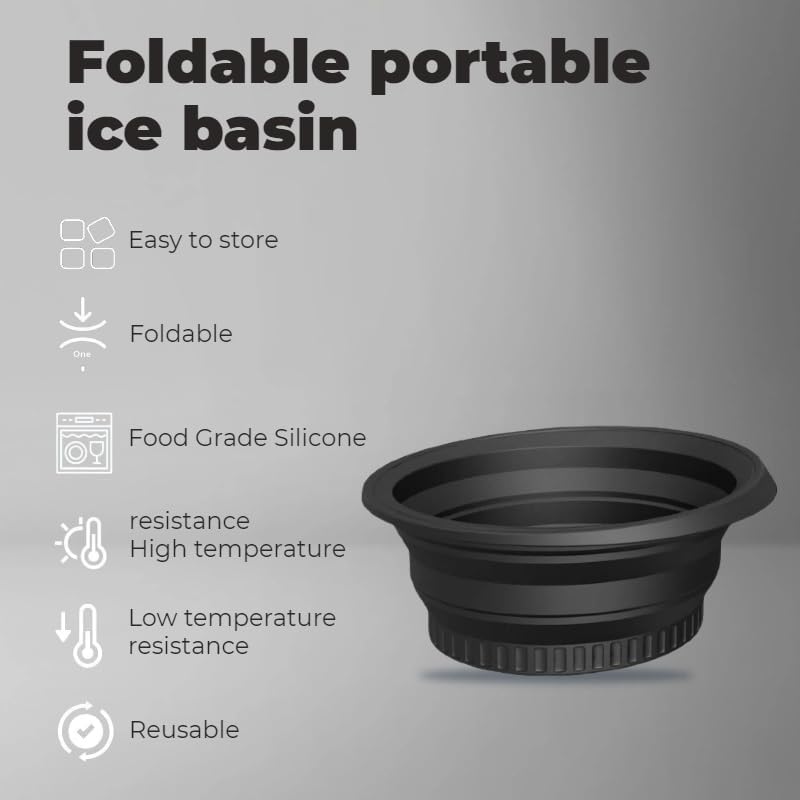 AMIRATE Facial Cold Plunge Bowl kit- Face Bowl for Ice, Portable Foldable Silicone Ice Facial 𝖡owl for Puffiness, Skin Relief & Beauty Care, Includes Reusable Cubes (BLACK) - Image 3