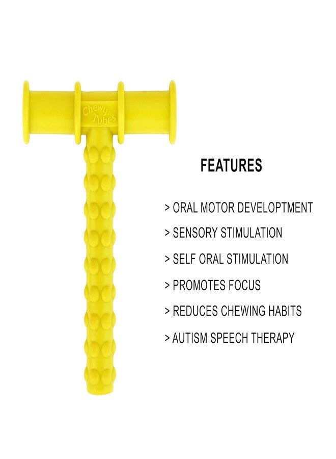 MJ Talk Tools® Opt (Oral Placement Therapy) Chewy Tube| Non-Toxic Biting Toy for Effective Oral Sensory Therapy | Texture Chewing Tube for Autism | Teether for Children and Adults (Blue + Yellow) - Image 4