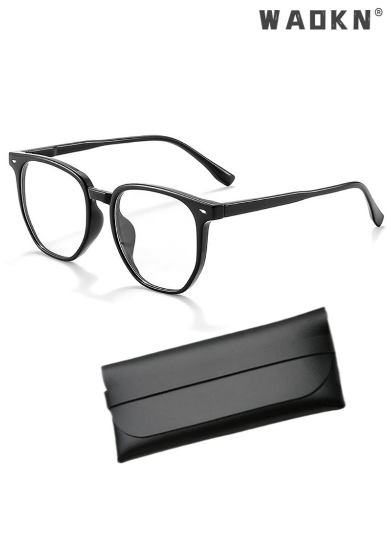 WAOKN Blue Light Blocking Glasses for Women and Men, Butterfly Filter Blue-light Eyewear Ultra Light TV PC Computer Fashion Gaming Glass,Anti Eye Eyestrain UV 400 Protection Reading Gaming Glasses, Black - Image 1