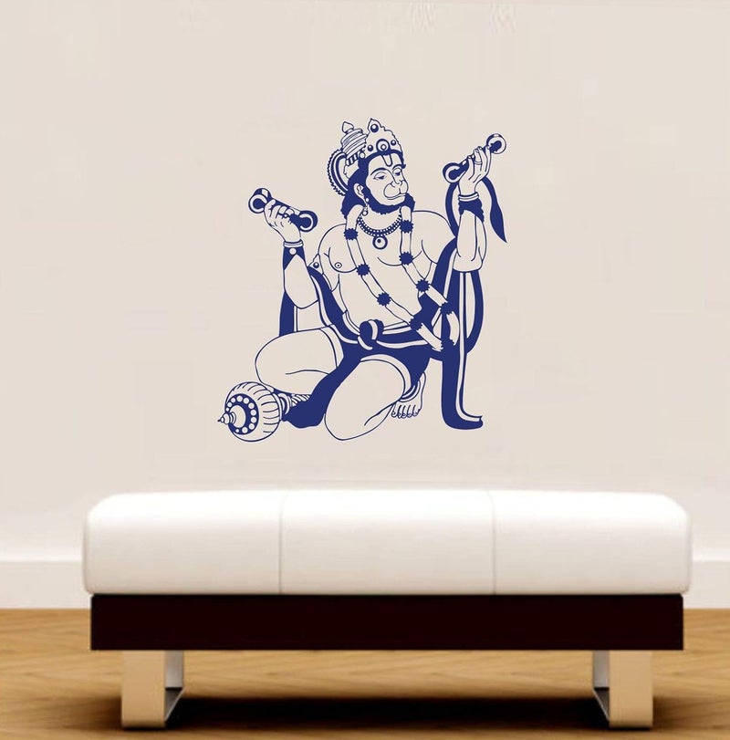 Decor Villa Sitting Lord Hanuman Wall Sticker DecalPVC VinylSize58 cm X 53 cm