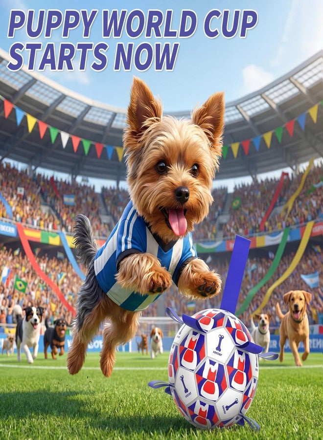 VOXGET Interactive Dog Ball Toys, 2026 Dog Soccer Ball with Thicken Straps for Small Medium Breeds Tug of War, Small Herding Balls with Pump for Puppy Dogs Outdoor Play Training (Blue, 6 Inch) - Image 2