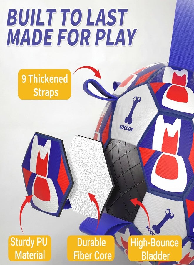 VOXGET Interactive Dog Ball Toys, 2026 Dog Soccer Ball with Thicken Straps for Small Medium Breeds Tug of War, Small Herding Balls with Pump for Puppy Dogs Outdoor Play Training (Blue, 6 Inch) - Image 3