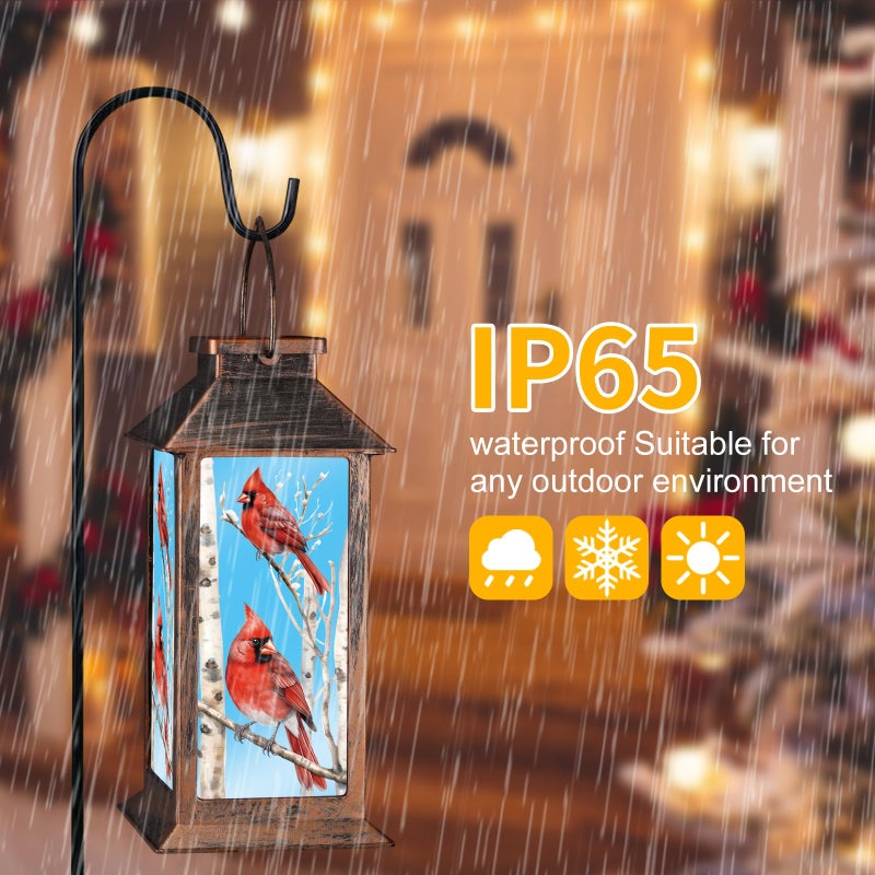 Pawatee Solar Lanterns with Cardinal Theme Outdoor Waterproof Decorative Lights for Garden Birthday Gifts for Women, Mom, and Grandma Solar LED Hanging Lights for Yard, Patio, Lawn, and Porch(Tree Trunk) - Image 5