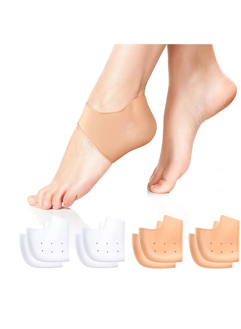 VIUAUAX 8 قطع من وسادات التهاب اللفافة الأخمصية، وسادة كعب هلامية، واقيات الكعب من السيليكون، واقيات الكعب وأكواب الكعب لإصلاح الكعب الجاف المتشقق وتقليل آلام التهاب اللفافة الأخمصية، وتقرح الكعب - Image 1