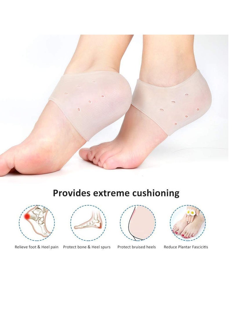 VIUAUAX 8 قطع من وسادات التهاب اللفافة الأخمصية، وسادة كعب هلامية، واقيات الكعب من السيليكون، واقيات الكعب وأكواب الكعب لإصلاح الكعب الجاف المتشقق وتقليل آلام التهاب اللفافة الأخمصية، وتقرح الكعب - Image 3