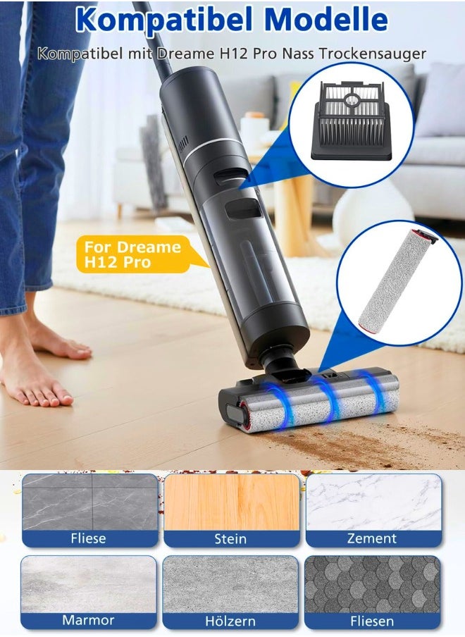 Chase Up Brush Roll Filter Accessories Compatible with Dreame H12 Pro Dry Vacuum Cleaner, 2 Brush Rollers + 2 Filters + 1 Cleaning Brush for Dreame H12 Pro Vacuum Cleaner  - Image 2