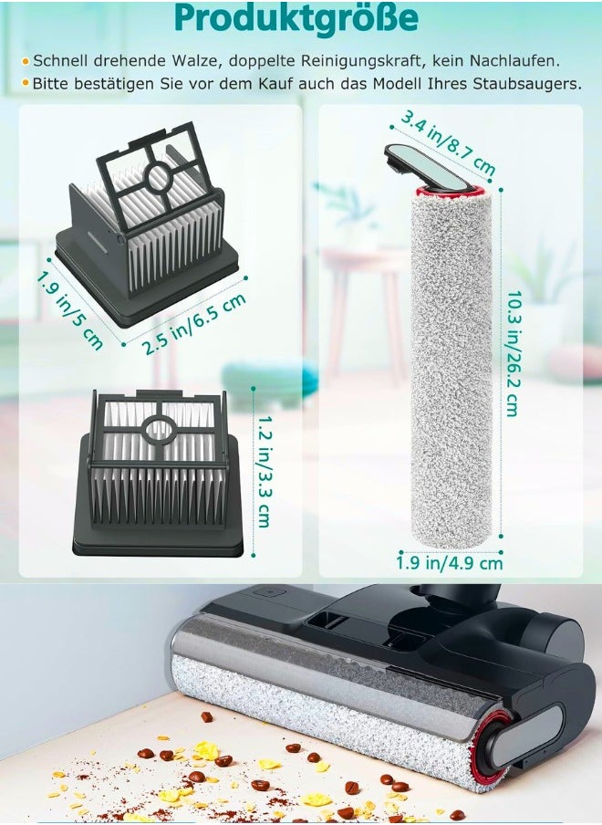 Chase Up Brush Roll Filter Accessories Compatible with Dreame H12 Pro Dry Vacuum Cleaner, 2 Brush Rollers + 2 Filters + 1 Cleaning Brush for Dreame H12 Pro Vacuum Cleaner  - Image 3