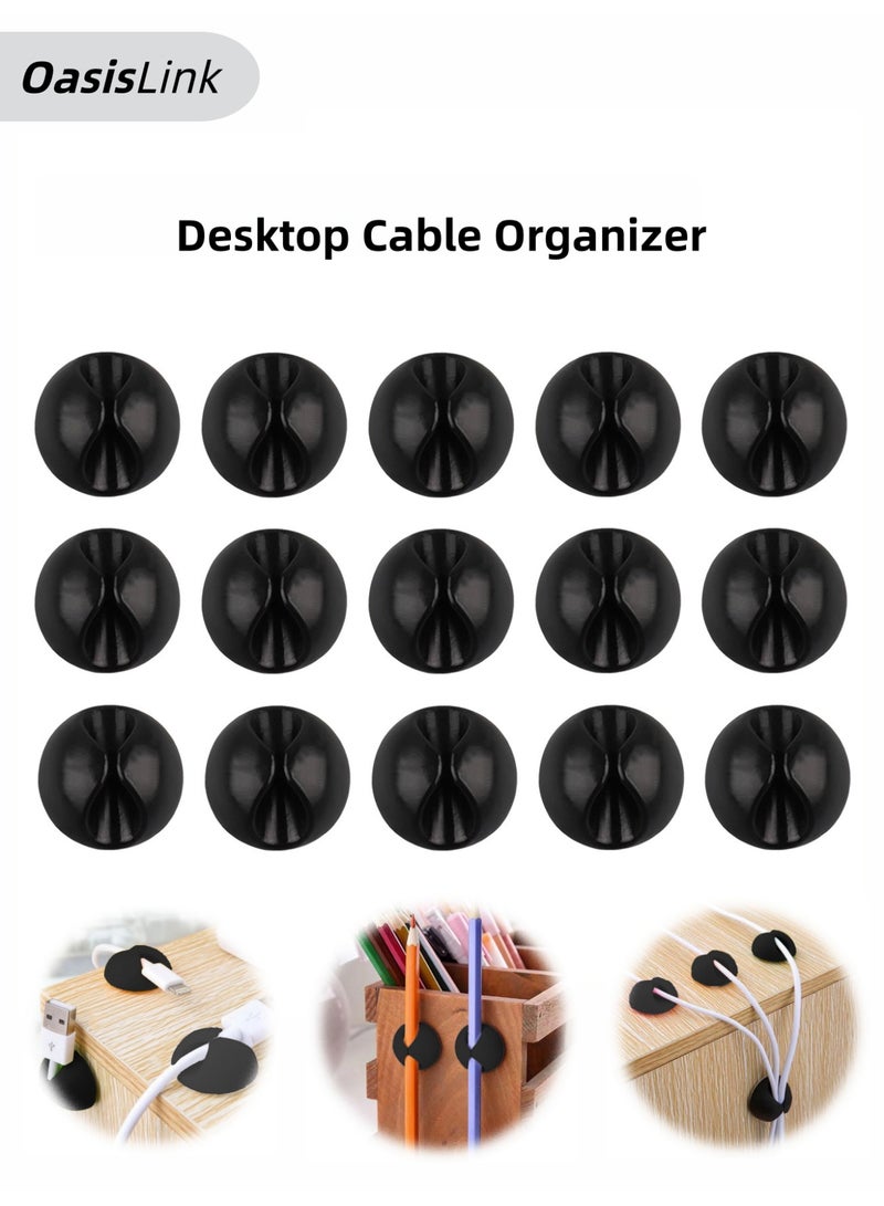 OasisLink 15 - Piece  Desktop Cable Organizer - Multi - Cable Storage, Space - Saving & Easy to Stick（Black） - Image 1