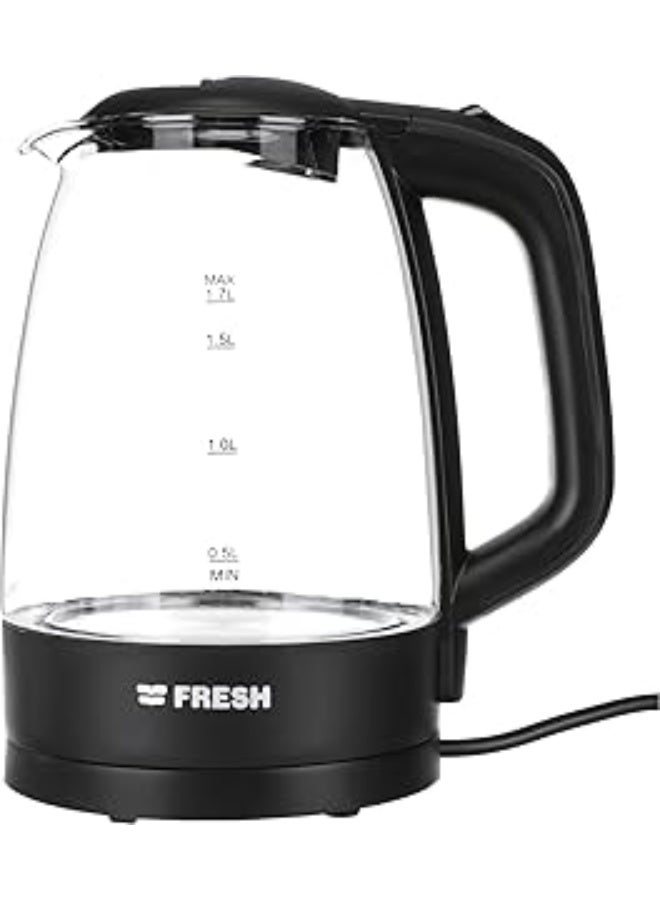 Fresh Black Glass Kettle with Stylish Design, One-Touch Fast
