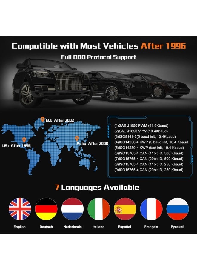 Healife - OBD2 Diagnostic Scanner for All Vehicles - Full Engine Code Reader with Live Data and I/M Readiness - Image 1