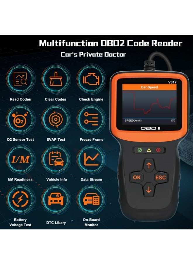 Healife - OBD2 Diagnostic Scanner for All Vehicles - Full Engine Code Reader with Live Data and I/M Readiness - Image 1