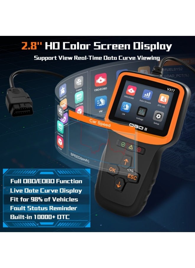 Healife - OBD2 Diagnostic Scanner for All Vehicles - Full Engine Code Reader with Live Data and I/M Readiness - Image 1