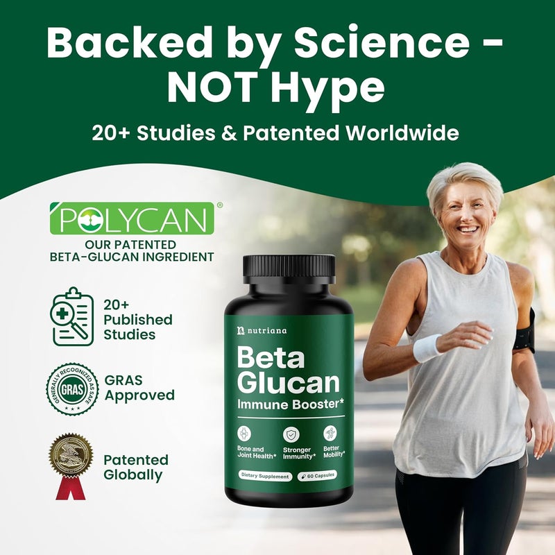 Nutriana Beta Glucan Supplements 1000mg  1316D Beta Glucan Capsules for Immune Support  Natural Beta Glucans Fiber Supplement  60 Veggie Capsules 60 Count Unflavored - Image 3