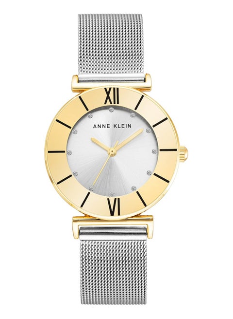 Anne Klein Women's Two Tone Glitter Accented Mesh Bracelet Watch