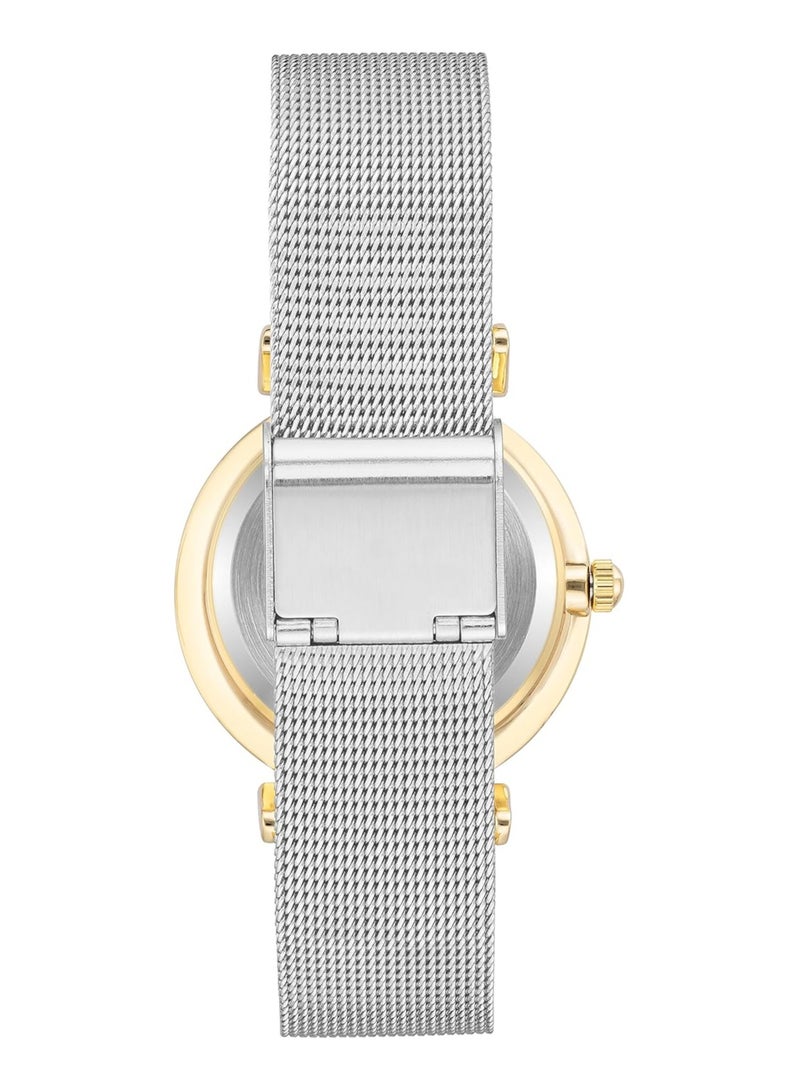 Anne Klein Women's Two Tone Glitter Accented Mesh Bracelet Watch - Image 3