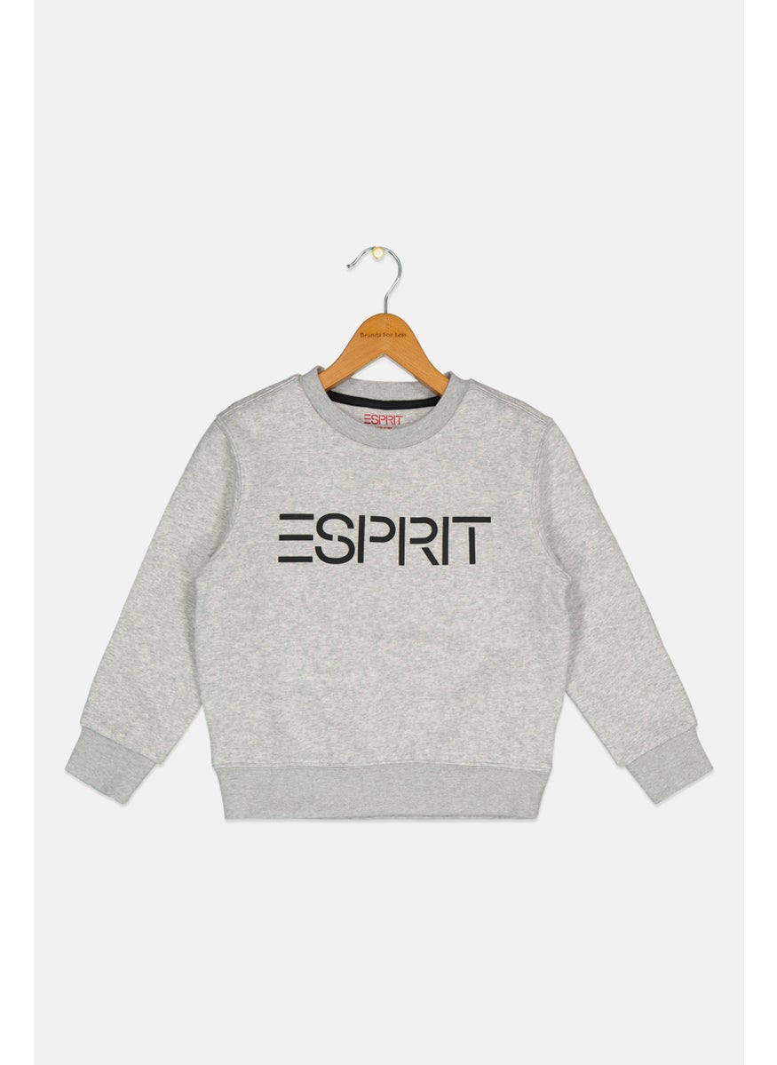 ESPRIT Toddlers Boy Long Sleeves Brand Logo Sweatshirt, Grey  - Image 1