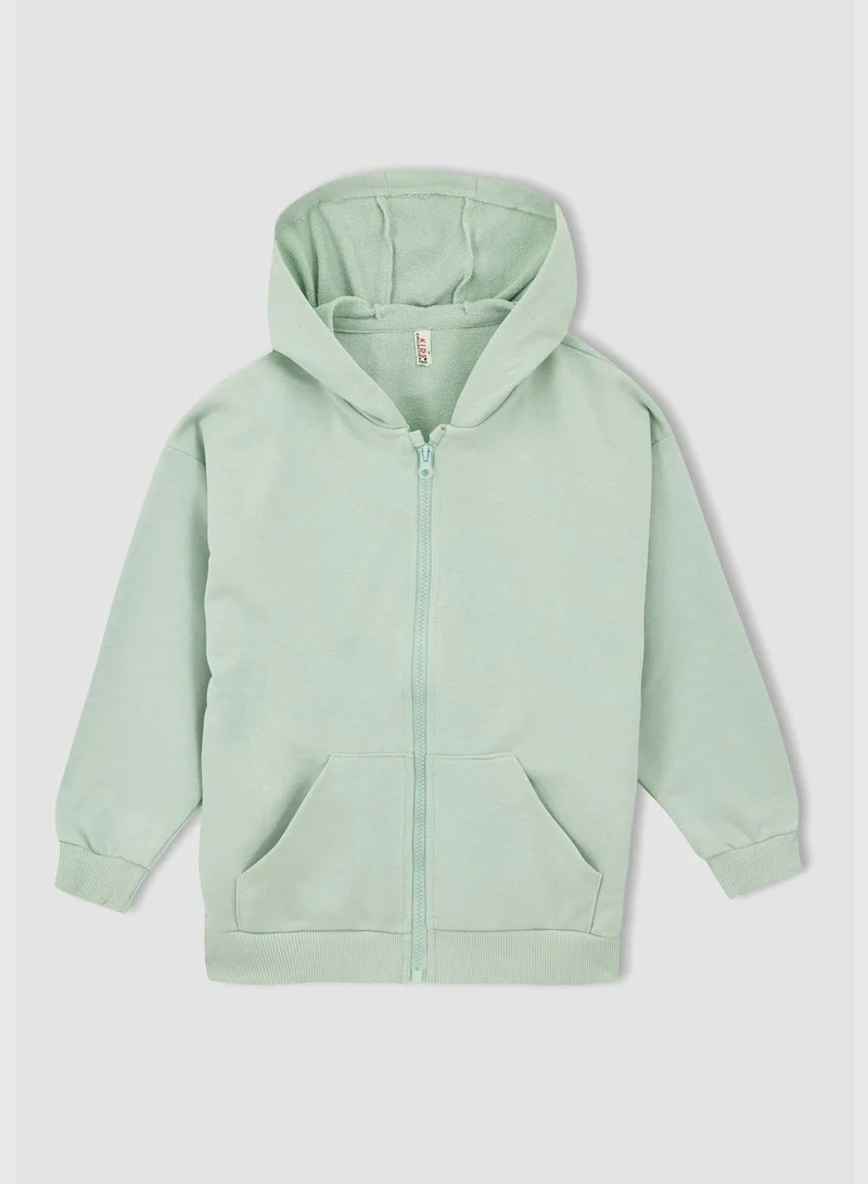 ديفاكتو Relax Fit Long Sleeve Hooded Cardigan