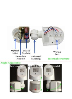 SYOSI Infrared Sensor Switch Infrared Motion Sensor 110V-240V Adjustable PIR Body Motion Infrared Sensor 10A Waterproof Detector Bulb Switch Black IP44 Protection Level  - Image 4