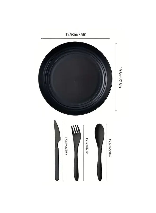 32 Piece Heavy Duty Plastic Dinnerware Set With Plates Bowls Utensils And Spoons Shatterproof Dishwasher Safe Fridge Safe For Nursing Homes Assisted Living Care Reusable Mealtime Kit - Image 2