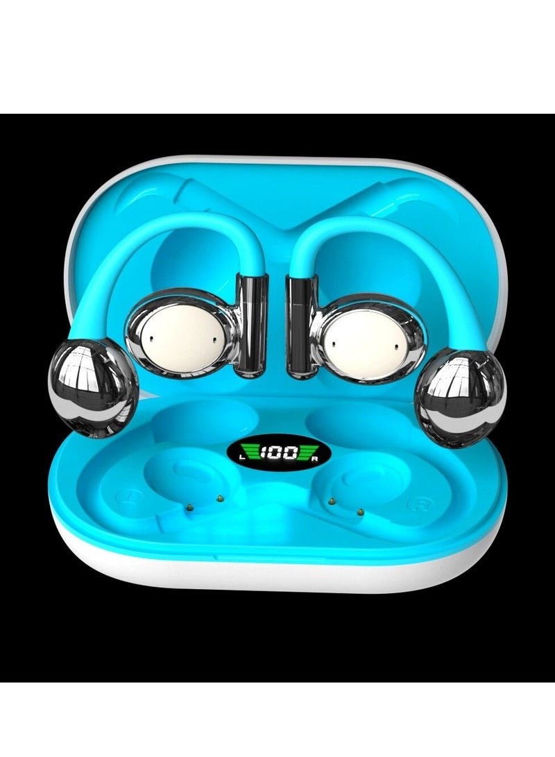سماعة رأس رياضية تعمل بتقنية البلوتوث YYK-880 مزودة بشاشة رقمية ذكية، وبطارية ذات عمر بطارية طويل للغاية، وتصميم قابل للتثبيت بمشبك، ولا يمكن ارتداؤها داخل الأذن - أزرق - Image 1