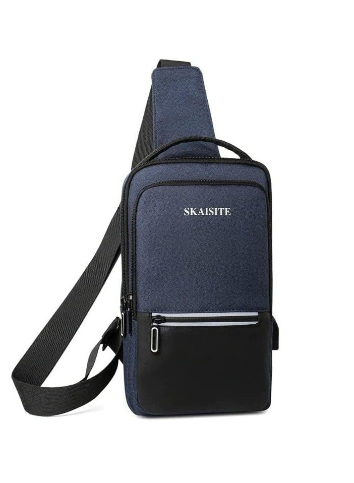 شنطة صدر متعددة الوظائف للرجال  رفيقك المثالي للسفر والعمل، مع ميزات مضادة للسرقة ومقاومة للماء لون  كحلي-H - Image 1