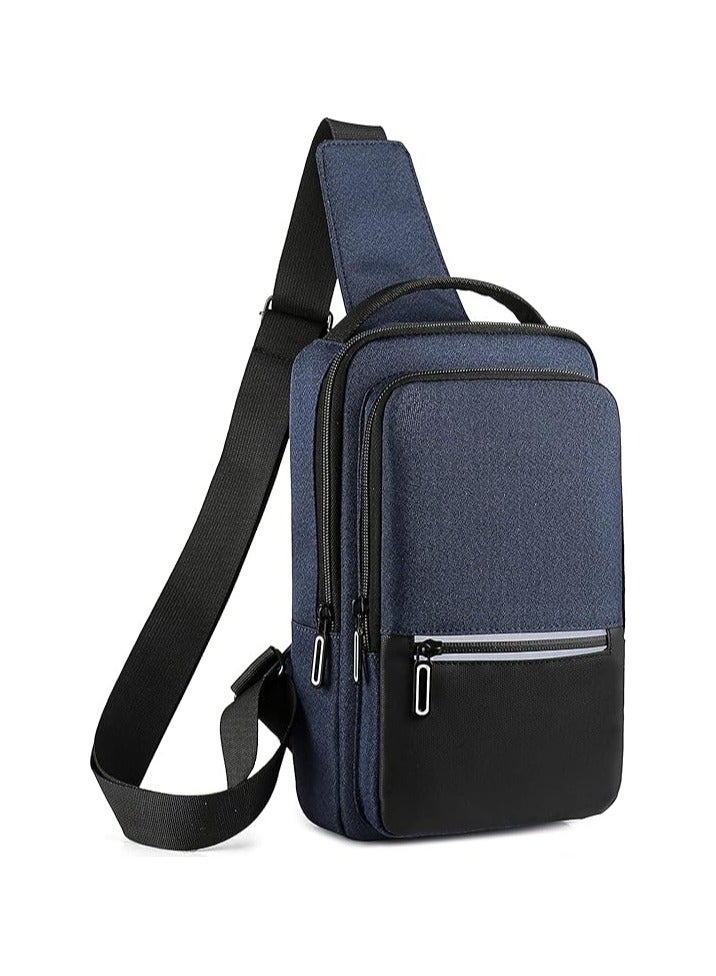 شنطة صدر متعددة الوظائف للرجال  رفيقك المثالي للسفر والعمل، مع ميزات مضادة للسرقة ومقاومة للماء لون  كحلي-H - Image 2