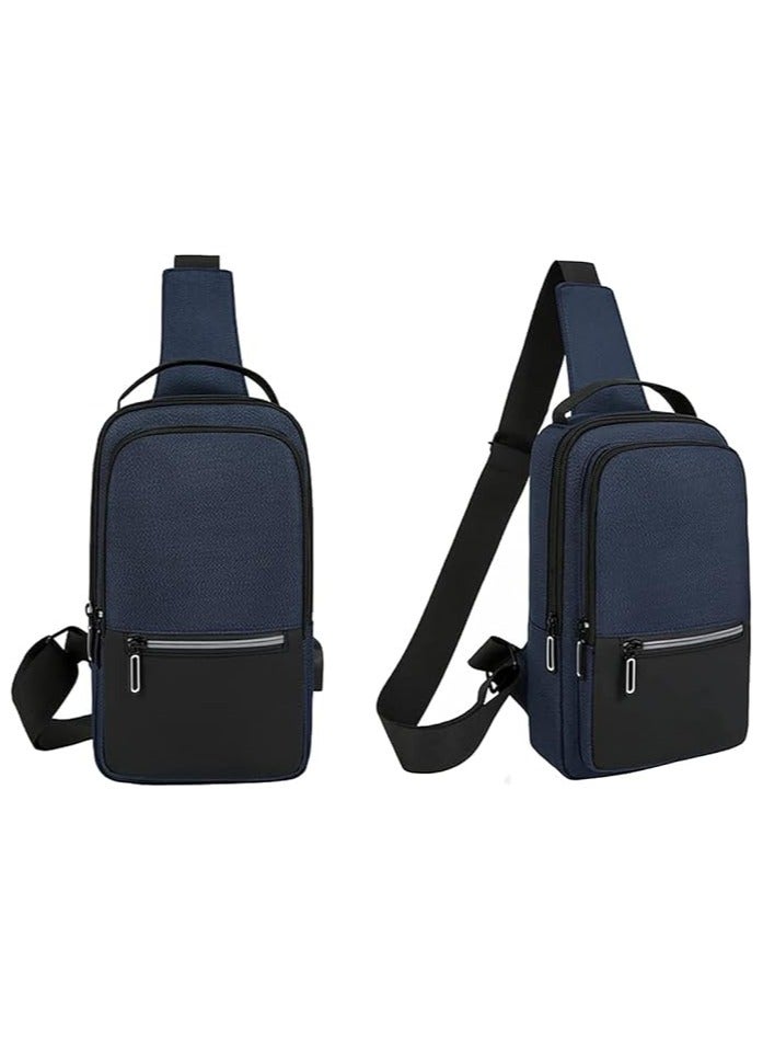 شنطة صدر متعددة الوظائف للرجال  رفيقك المثالي للسفر والعمل، مع ميزات مضادة للسرقة ومقاومة للماء لون  كحلي-H - Image 3