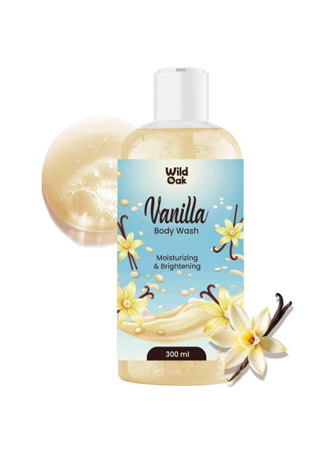 WILD OAK WildOak Vanilla Body Wash | 300ml | Brightening, Hydrating & Gentle Exfoliating with Hyaluronic Acid, Collagen Peptides & Ceramides | Cleanser with Mandelic Acid & Probiotics for Soft, Smooth & Radiant Skin - Image 1