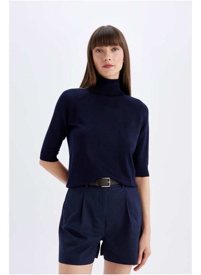 DeFacto Woman Tricot Regular Fit Turtle Neck 3/4 Sleeve Pullover  - Image 3