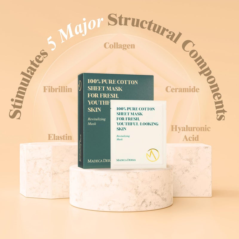 Madeca DERMA Revitalizing Sheet Mask 10pcs (100% Pure Cotton Sheets) with Centella Asiatica, Hyaluronic Acid, and Niacinamide â€“ Korean Skincare for Hydration & Skin Brightening for All Skin Types - Image 2