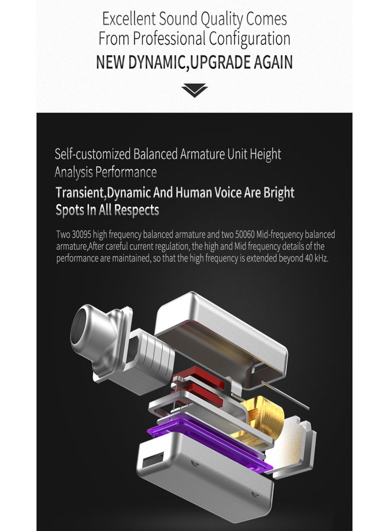 كي زد سماعات أذن KZ ZS10 PRO بتقنية هجينة، 10 وحدات، 4BA+1DD، 5 محركات، سماعات أذن مريحة معدنية داخل الأذن، مع كابل قابل للفصل 0.75 مم 2PIN، سماعة إلغاء الضوضاء (مع ميكروفون) - Image 2