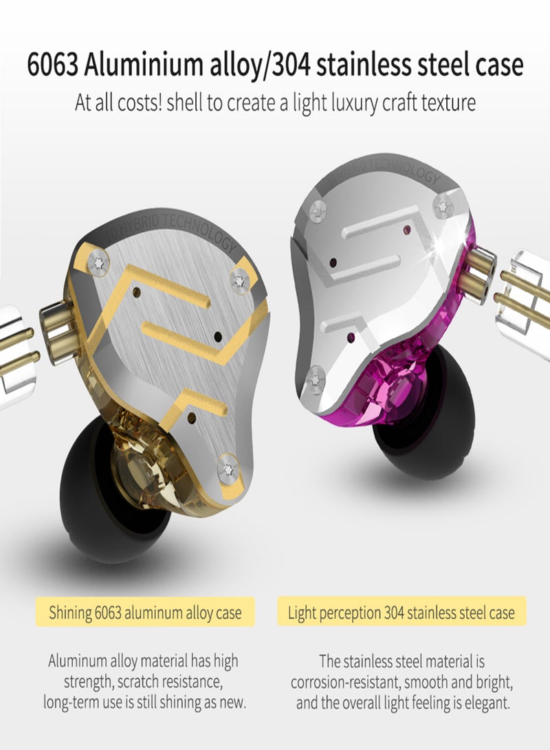 كي زد سماعات أذن KZ ZS10 PRO بتقنية هجينة، 10 وحدات، 4BA+1DD، 5 محركات، سماعات أذن مريحة معدنية داخل الأذن، مع كابل قابل للفصل 0.75 مم 2PIN، سماعة إلغاء الضوضاء (مع ميكروفون) - Image 3