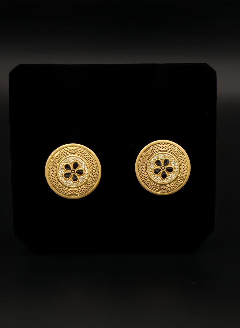 أقراط ذهبية عتيقة على شكل قرص - Image 3