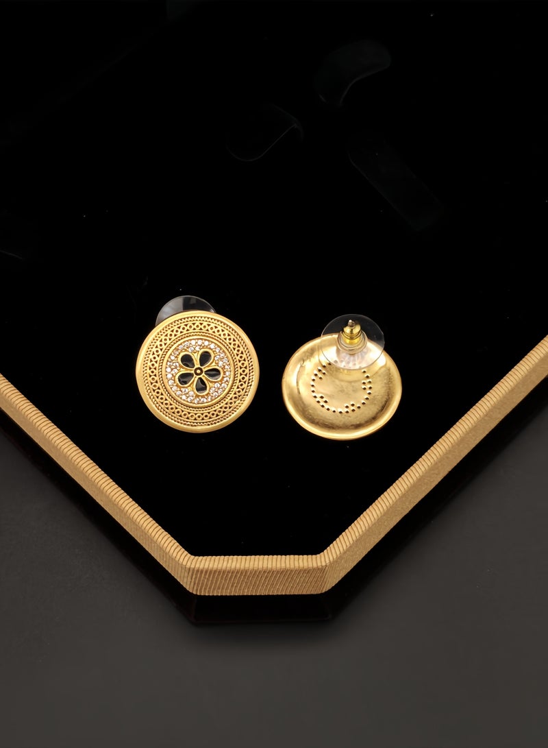 أقراط ذهبية عتيقة على شكل قرص - Image 4