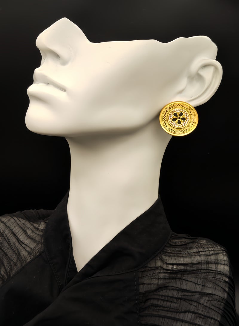 أقراط ذهبية عتيقة على شكل قرص - Image 2