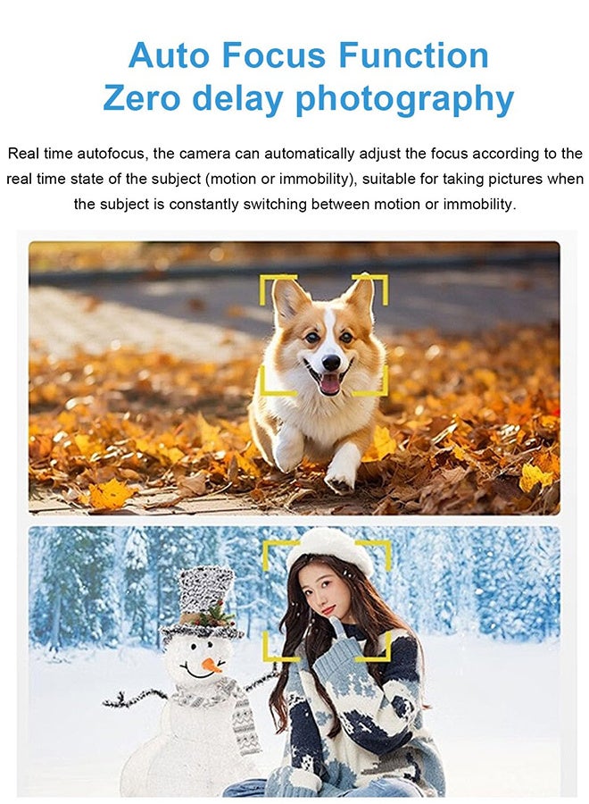 6K Digital Camera, with 128G TF Card ,UHD 84MP Autofocus WiFi DSLR Camera with 18X Zoom, 3 Inch 180° Flip Screen, Built in Flash, for Travel Vlog Video, With Wide lens, 2 batteries