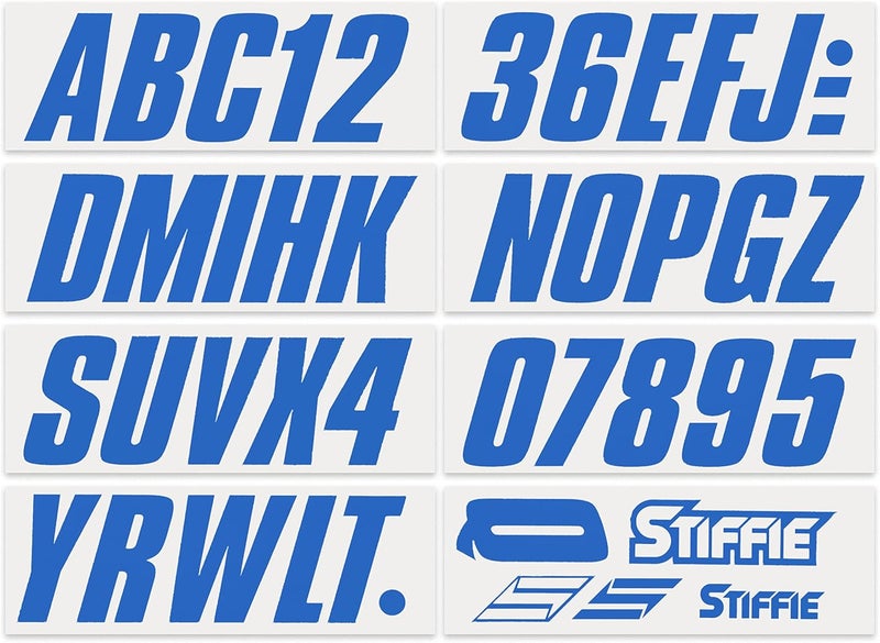 Stiffie Shift Blue 3" ID Kit Alpha-Numeric Registration Identification Numbers Stickers Decals for Boats & Personal Watercraft - Image 3