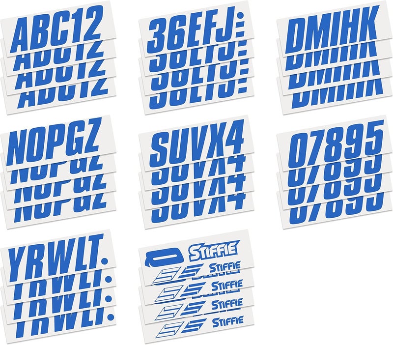 Stiffie Shift Blue 3" ID Kit Alpha-Numeric Registration Identification Numbers Stickers Decals for Boats & Personal Watercraft - Image 4