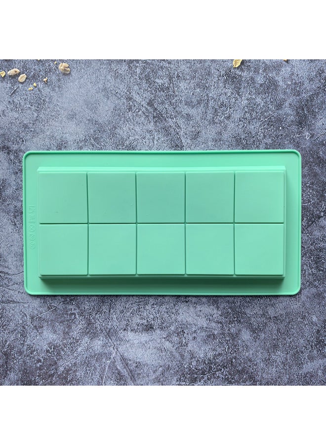 Full Version Of 10-Grids Chocolate Silicone Mold Rectangular Square Candy Bar Mold Chocolate Mold 784-Color:Horse Green - Image 1