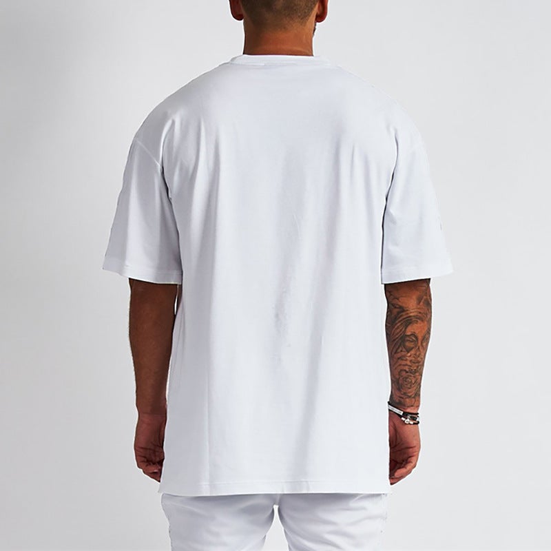 الرياضة فضفاضة العادية قصيرة الأكمام الرجال ملابس تدريب اللياقة البدنية تي شيرت بالإضافة إلى حجم تشغيل القطن تنفس الصيف الموضة العلامة التجارية - Image 4