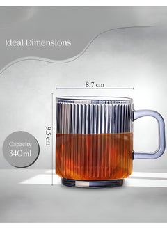 Mida 340ml Glass Coffee Cup with Handle, Tea Cup  - Image 4
