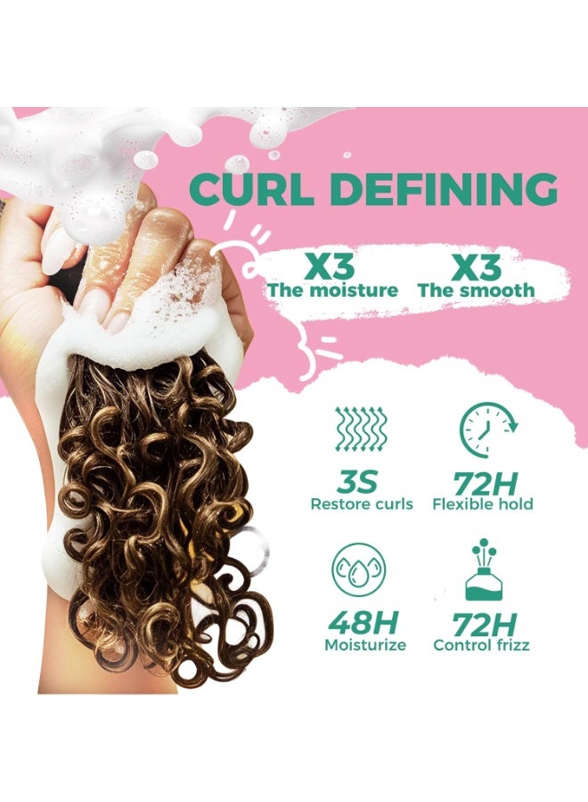 Immetee Curly Hair Mousse, Coconut Oil and Silk Protein for Frizz Control Styling Mousse, Extra Moisture Lock and Curl Define for Curly Hair Products.200ml/6.76fl Oz - Image 3