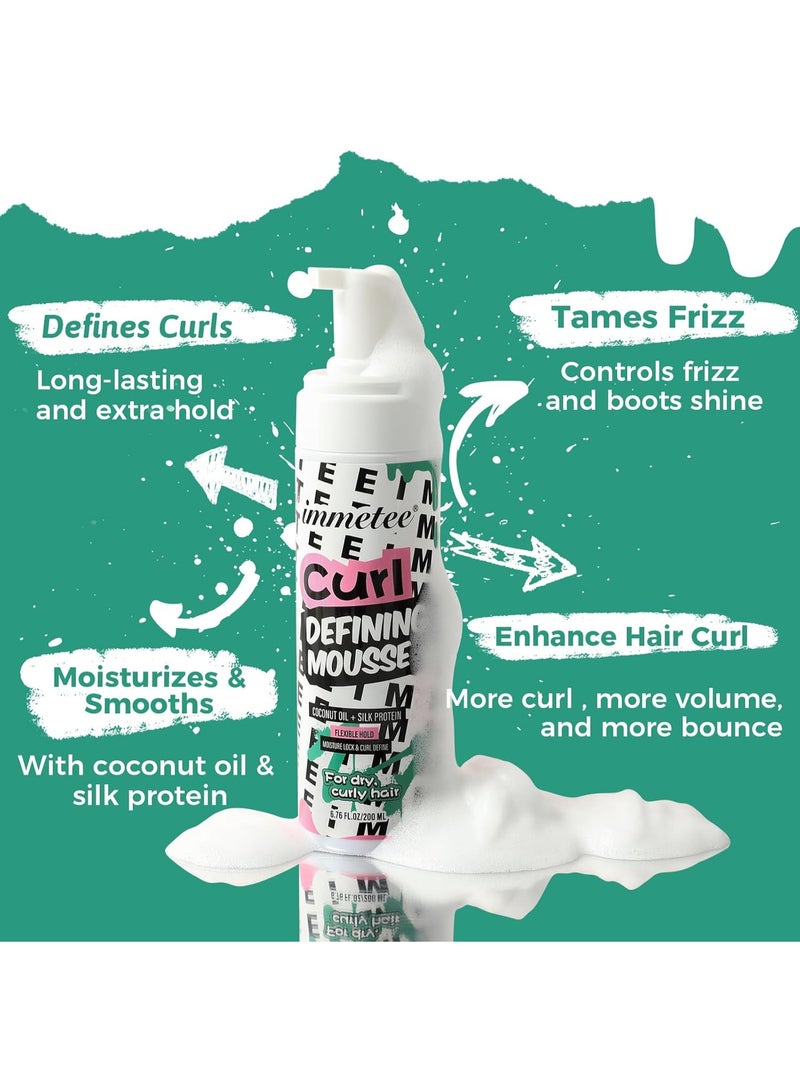 Immetee Curly Hair Mousse, Coconut Oil and Silk Protein for Frizz Control Styling Mousse, Extra Moisture Lock and Curl Define for Curly Hair Products.200ml/6.76fl Oz - Image 4